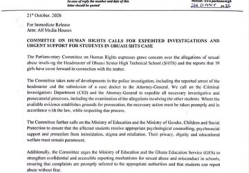 STATEMENT: Committee on Human Rights calls for expedite investigations & urgent support for students in Obuasi SHTS case