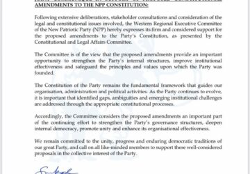 NPP Western Region backs proposed amendments to party constitution