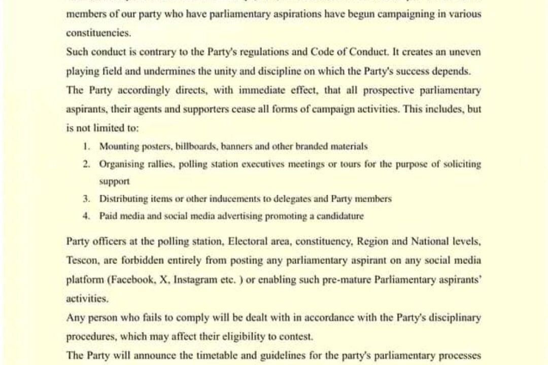 Stop premature campaigns or risk disqualification – NPP warns parliamentary aspirants