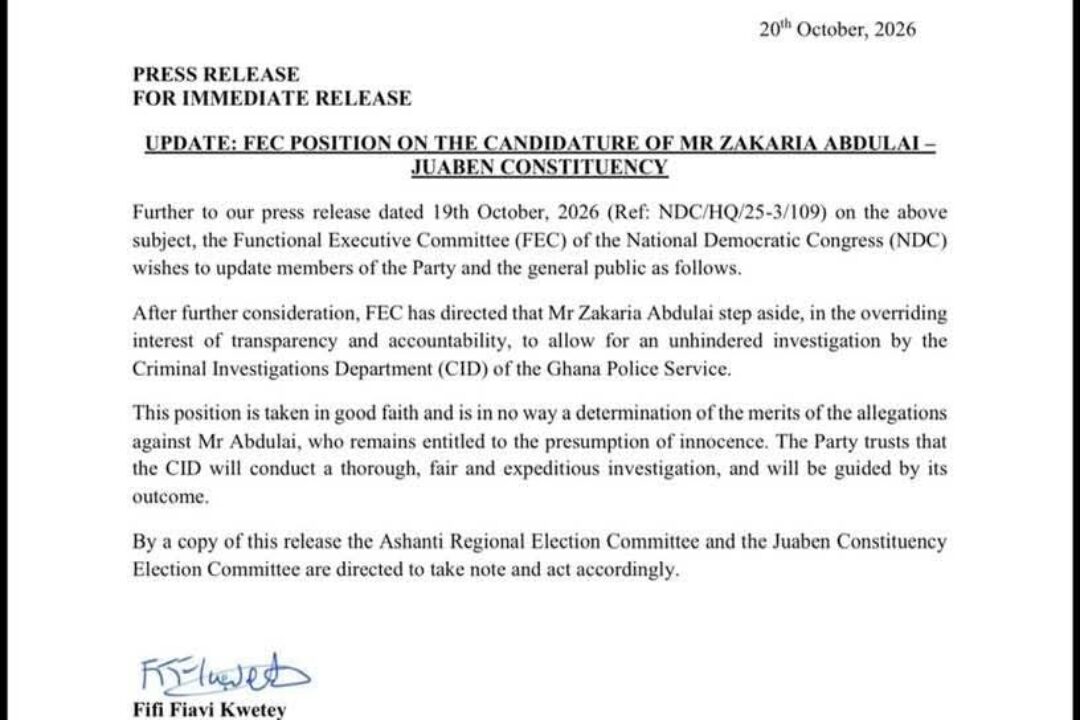 NDC makes another U-turn, directs accused Obuasi SHTS headmaster to step aside from Juaben chairmanship race