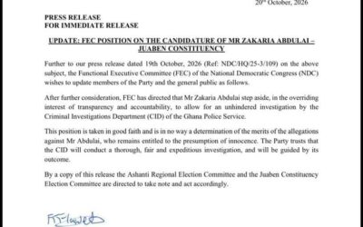 NDC makes another U-turn, directs accused Obuasi SHTS headmaster to step aside from Juaben chairmanship race